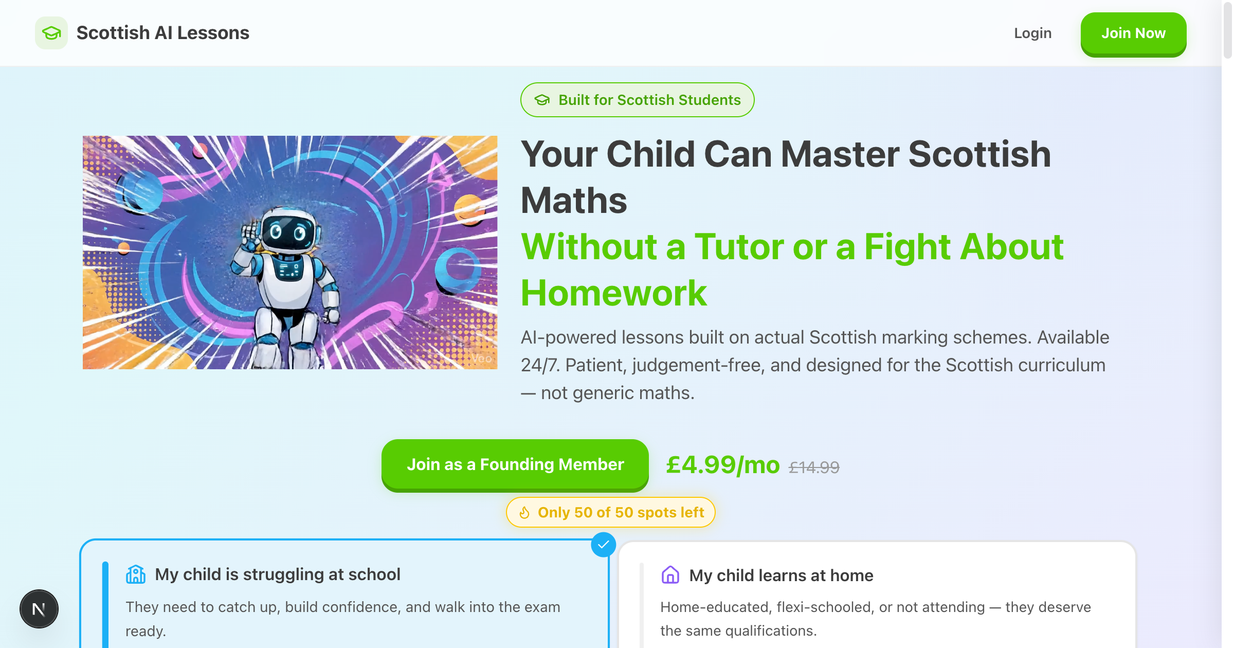 Scottish AI Lessons | SQA-Aligned AI Tutor for National 3/4/5
